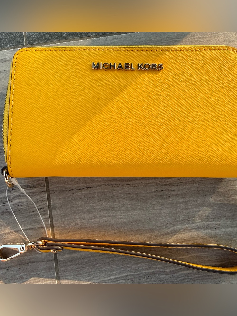 NWT Michael Kors Jet Set Travel Large Flat Phone Wallet Wristlet Jasmine Yellow